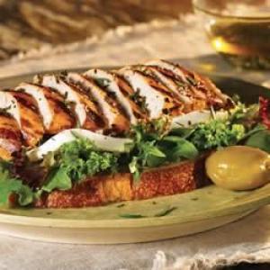 Open-Faced Grilled Tuscan Chicken Sandwiches with Fresh Mozzarella image
