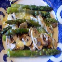 Steamed Asparagus and Mushrooms With Danish Havarti Cheese image