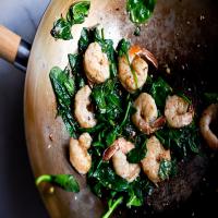 Stir-Fried Sesame Shrimp and Spinach image