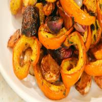 Roasted Fall Vegetable Salad with Pumpkin, Golden Beets, Turnips, and Apples image