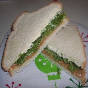 Peanut Butter, Lettuce and Mayo Sandwich_image