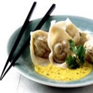 Salmon Dumplings with Coconut Curry Sauce image