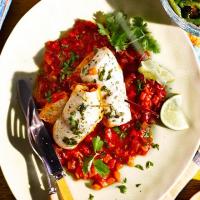 Flying fish with red pepper sauce & cou-cou_image
