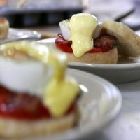 Poached Eggs on English Muffins with Helga's Hollandaise_image