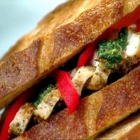 Chicken, Roasted Pepper, and Pesto Sandwich image