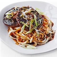 Saucy miso mushrooms with udon noodles image