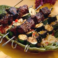 Grilled Asian Beef Kebabs over Rice image