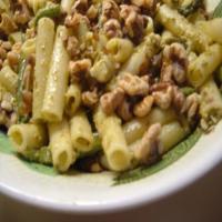 Penne With Blue Cheese, Pesto, Walnuts, and Asparagus image
