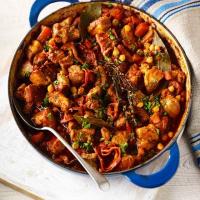 Chorizo, pork belly & chickpea casserole image