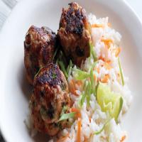 Asian Turkey Meatballs with Carrot Rice image