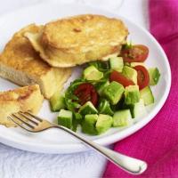 Cheesy eggy bread with chunky salad image