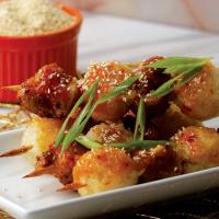 Orange Chicken Kebabs With Fried Sticky Rice Balls Recipe by Tasty image