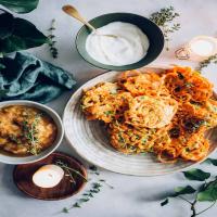 Sweet Potato Latkes + Spiced Thyme Applesauce_image