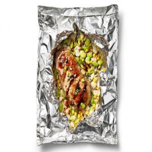 Foil-Packet Barbecue Pork Chops with Succotash image