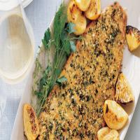 Herb-Crusted Salmon with Roasted Lemons_image