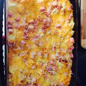 French Ham Cheese and Egg Fondue Casserole_image