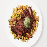 Steak, Corn and Potatoes with Garlic Butter_image