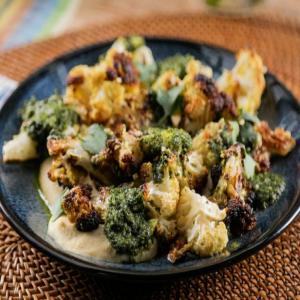 Fire-Roasted Cauliflower with Whipped Chickpeas and Cilantro Pistou_image