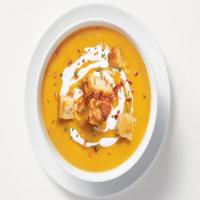 Sweet Potato-Parsnip Soup with Bacon Croutons image