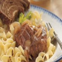 Slow-Cooker Bavarian-Style Round Steak with Red Onions and Noodles image