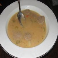 Cheesy Bratwurst and Beer Soup image