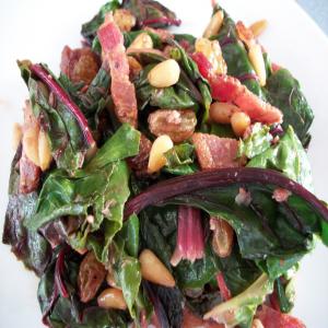 Baby Swiss Chard With Bacon, Pine Nuts and Raisins image