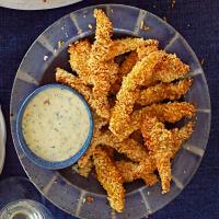 Sole goujons with mango & lime dip image