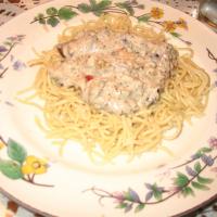 Salmon Fettuccini with Blue Cheese and Olives image