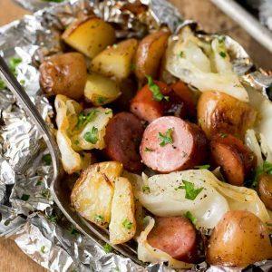 Cabbage and Sausage Foil Packets_image