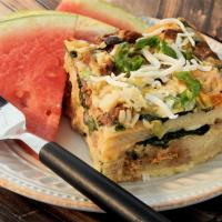 Cheesy Brunch Strata with Soy Sausage and Spinach_image