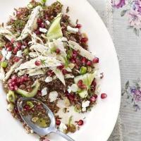 Red rice & chicken salad with pomegranate & feta image