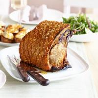 Crisp roast pork with honey mustard gravy image