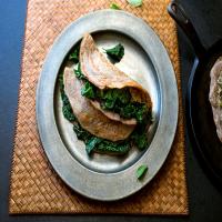 Dosas With Mustard Greens and Pumpkin-Seed Chutney image