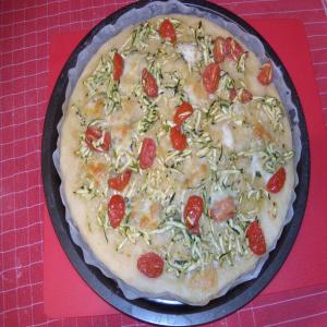 Italian Pizza With Zucchini, Cherry Tomatoes and Mozzarella Chee image