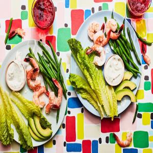 10-Minute Shrimp with Green Beans and Creamy Lemon-Dill Dip_image
