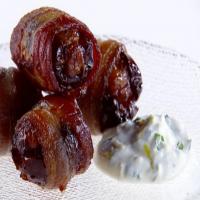Crispy Bacon Wrapped Dates with Lemon-Basil Crema image