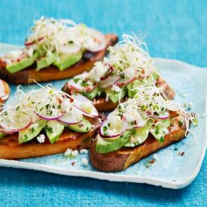Sweet Potato Toast with Avocado and Sprouts_image