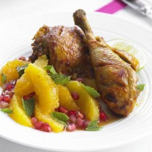Spice-rubbed chicken with pomegranate salad image
