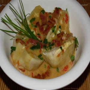 Goat Cheese and Spinach Potato Dumplings With Bacon Gravy image