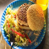 Asian Chicken Burger with Spicy Lemongrass Mayo and Pickled Asian Slaw image