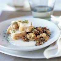 Roasted Monkfish with Curried Lentils and Browned Butter Cauliflower image