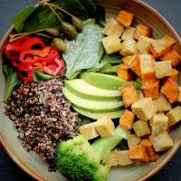 Quinoa Salad with Crispy Tofu Cubes and Lime Vinaigrette image
