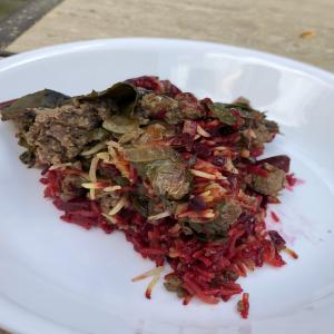 Rosh Hashanah Pilaf with Beets, Chard, and Beef from Iraqi Kurdistan_image