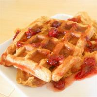 Sweet Potato Waffles with Cranberry Maple Syrup image
