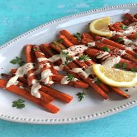 Air-Fried Carrots with Tahini-Lemon Sauce image