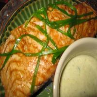 Baked Salmon With Green Onion Garnish_image