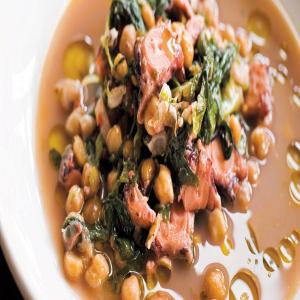 Octopus and Ceci Bean Zuppa With Escarole, Garlic, and Chiles_image