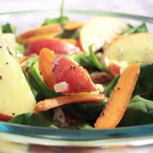 Apple, Pecan, Cranberry, and Avocado Spinach Salad with Balsamic Dressing image