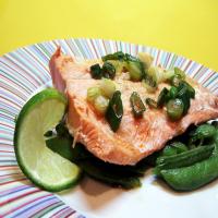 Steamed Salmon With Snow Peas image