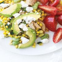 Chicken Succotash with Avocado and Farmer Cheese image